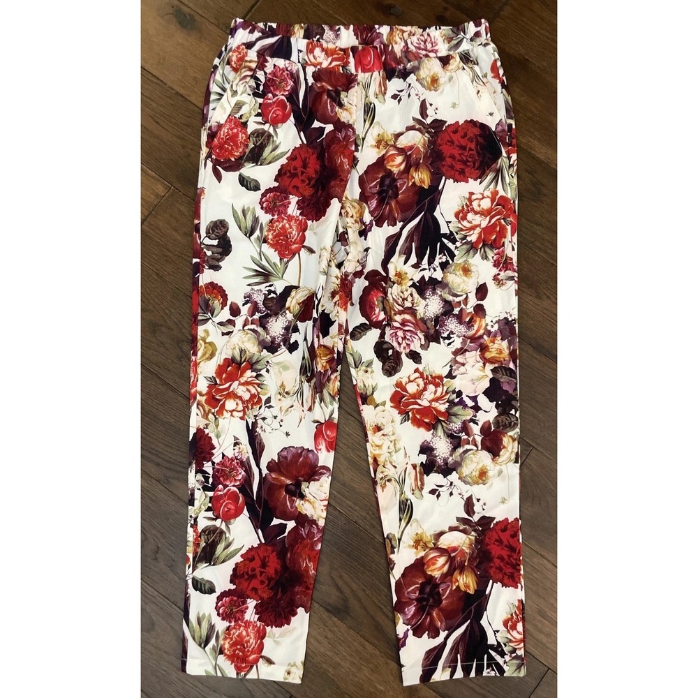 Disney Alice Though The Looking Glass Floral Pants 14 Elastic Waist